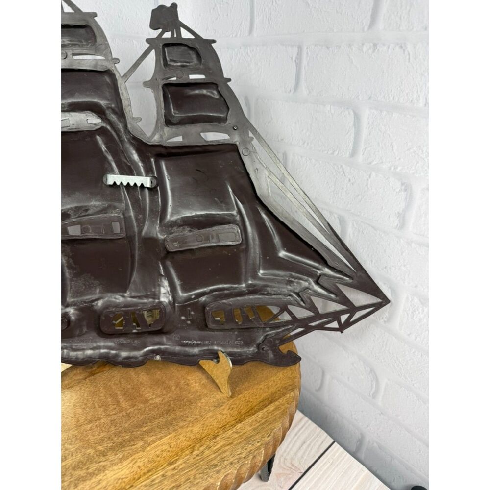 VTG MCM Gold Boat Ship Wall Art Nautical Beach House Syroco 1962 Mid Century - Picture 6 of 12